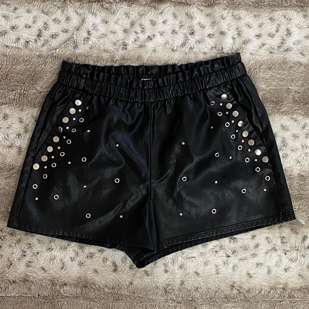 Faux Leather High Waisted Dress Shorts